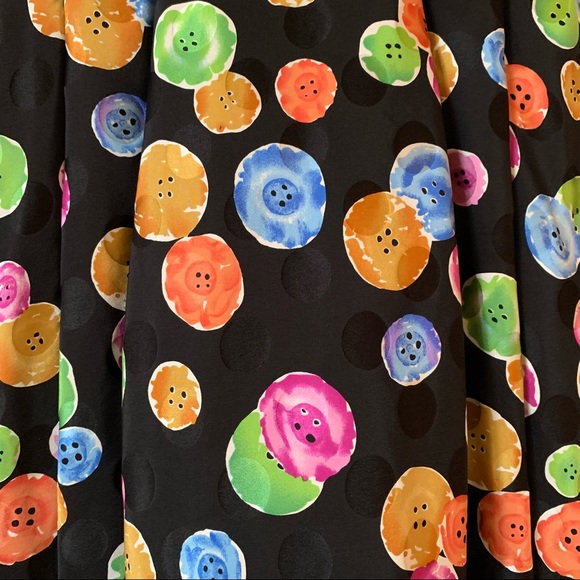 Size 8 Button Print Silk Party Dress - Picture 9 of 10